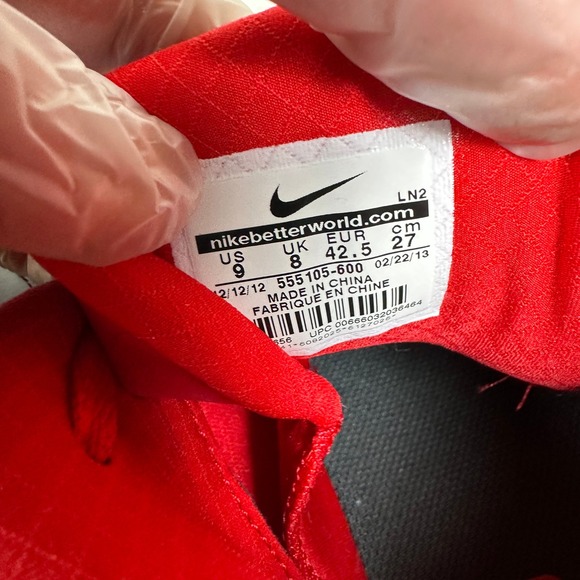 Nike Air Force Max 2013 University Red Black Mens 9 Basketball Shoes 555105-600